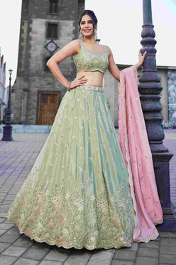 Designer Wedding Lehenga in Satin With Exquisite Embroidery - MYLUXURY LANE ENTERPRISE