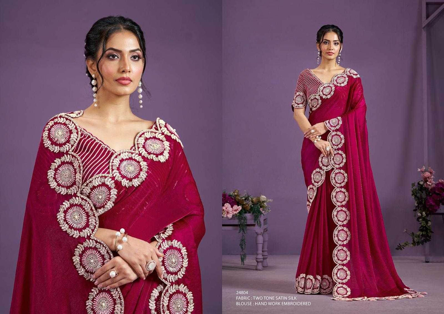 Satin Silk Designer Saree - MYLUXURY LANE ENTERPRISE