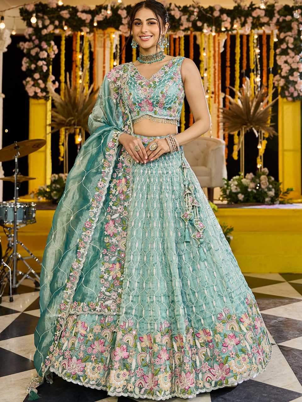 Satin Silk  Embroidered Designer Lehenga Choli