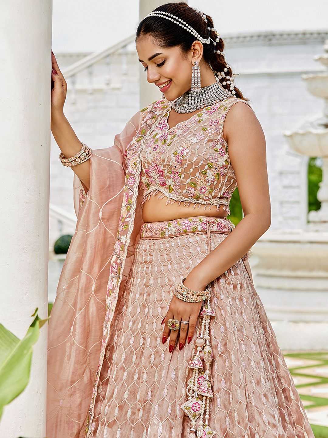 Satin Silk  Embroidered Designer Lehenga Choli