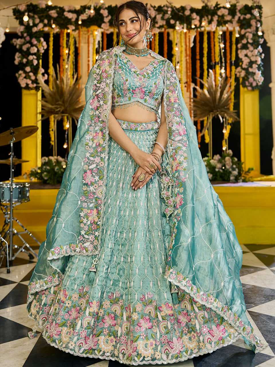 Satin Silk  Embroidered Designer Lehenga Choli