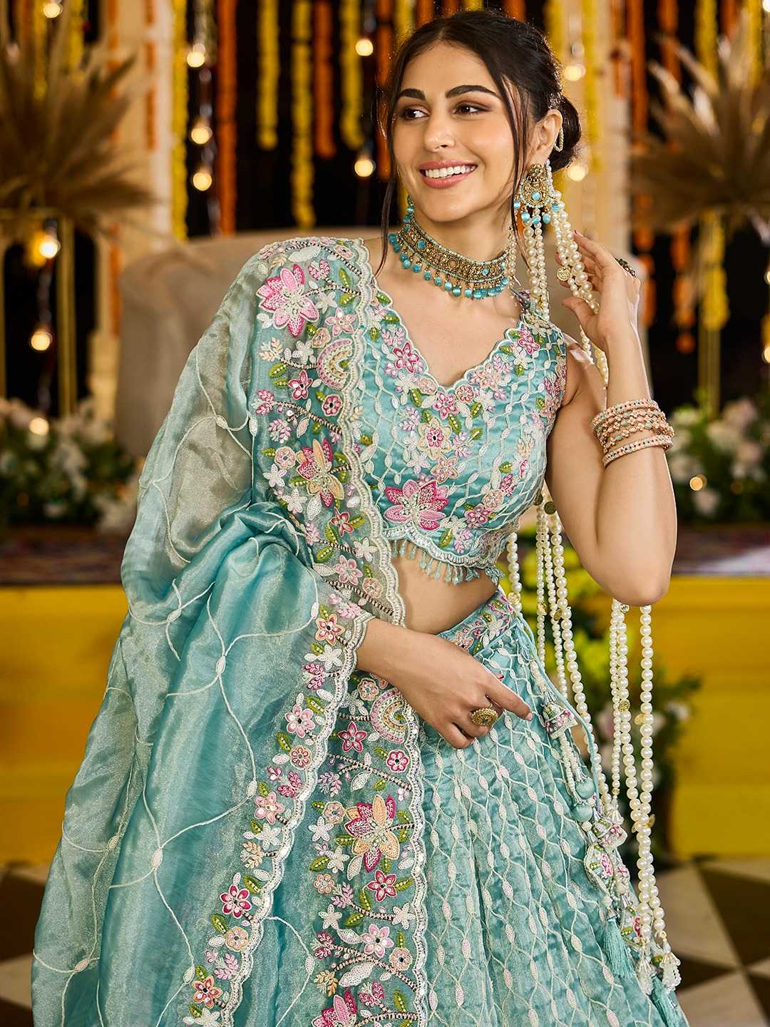 Satin Silk  Embroidered Designer Lehenga Choli