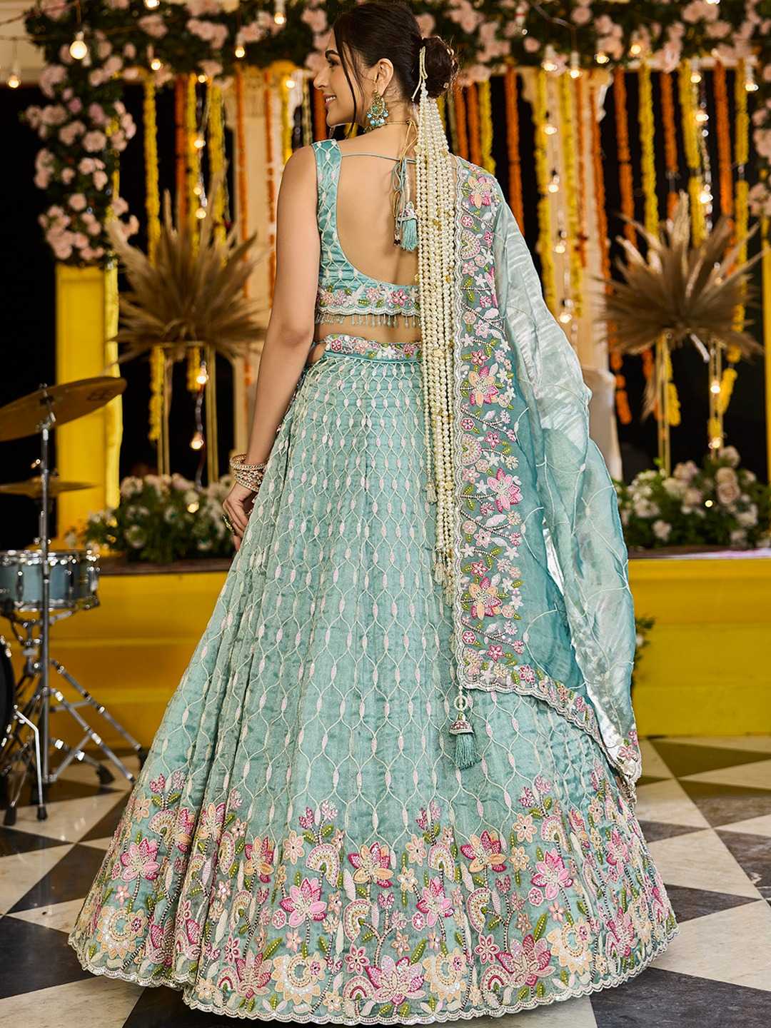 Satin Silk  Embroidered Designer Lehenga Choli