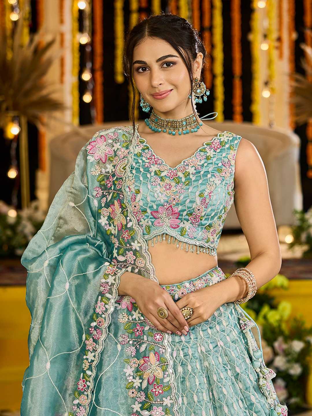 Satin Silk  Embroidered Designer Lehenga Choli