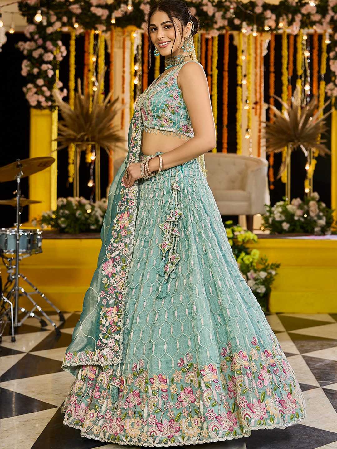 Satin Silk  Embroidered Designer Lehenga Choli