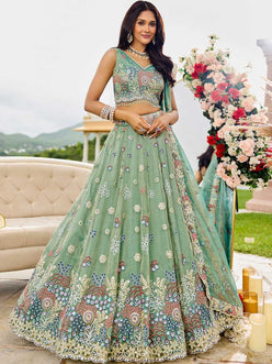 Satin Silk Embroidered Lehenga