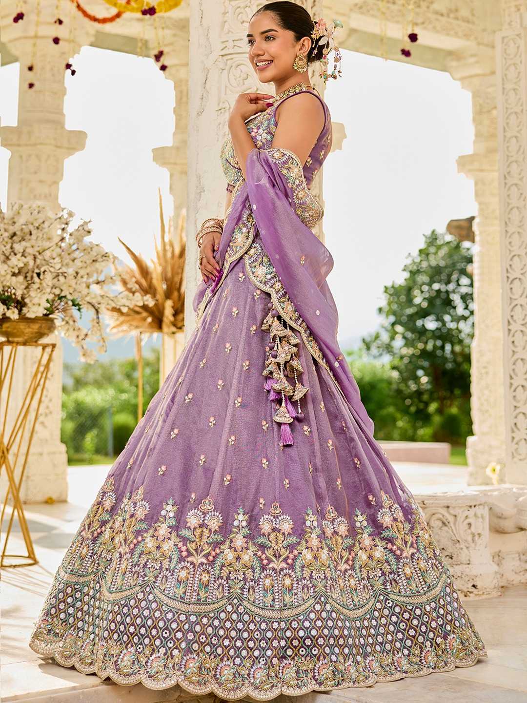 Satin Silk  Embroidered Lehenga