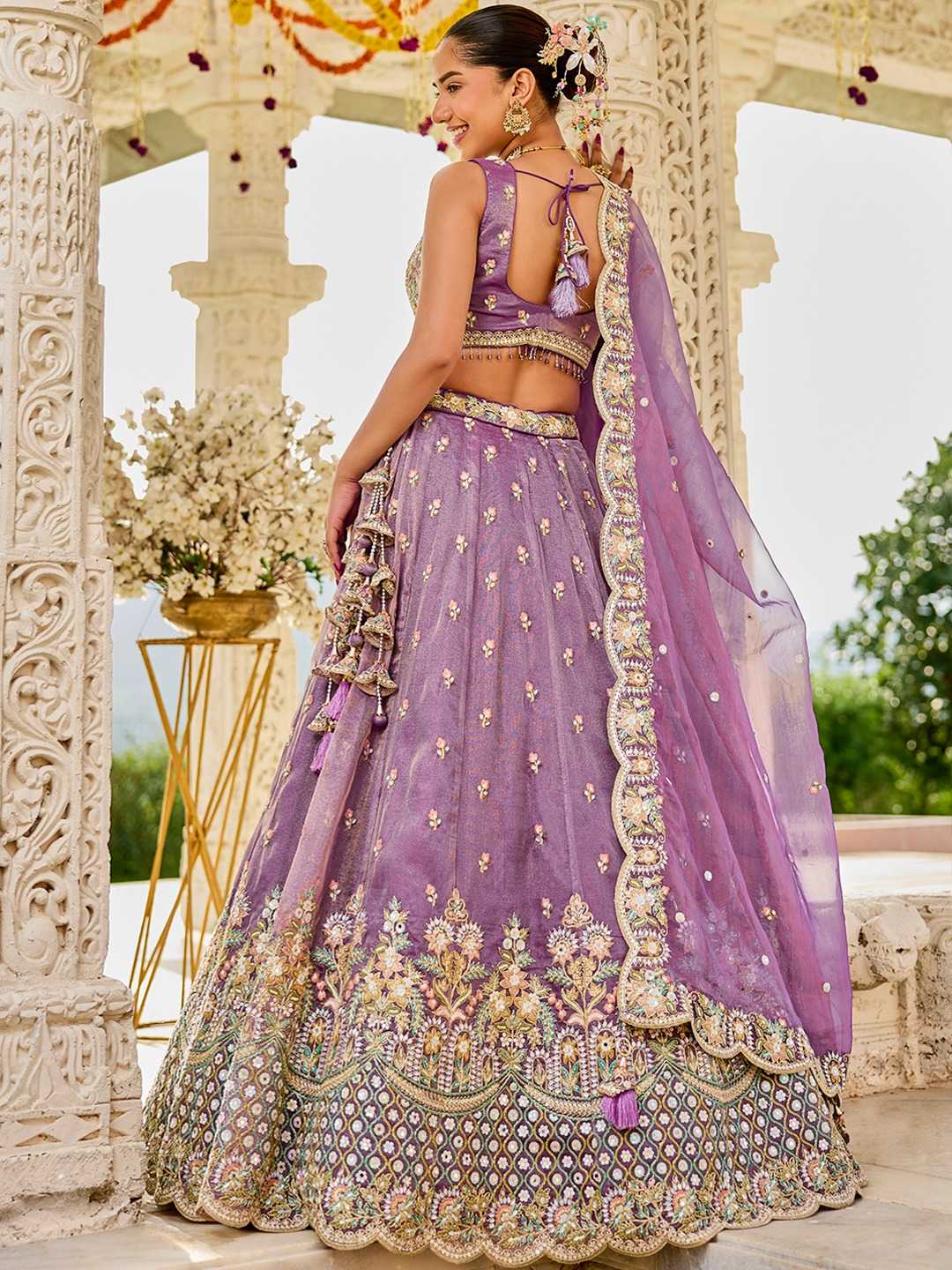 Satin Silk  Embroidered Lehenga