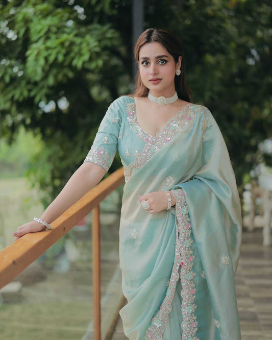 Satin Silk Embroidered Sarees