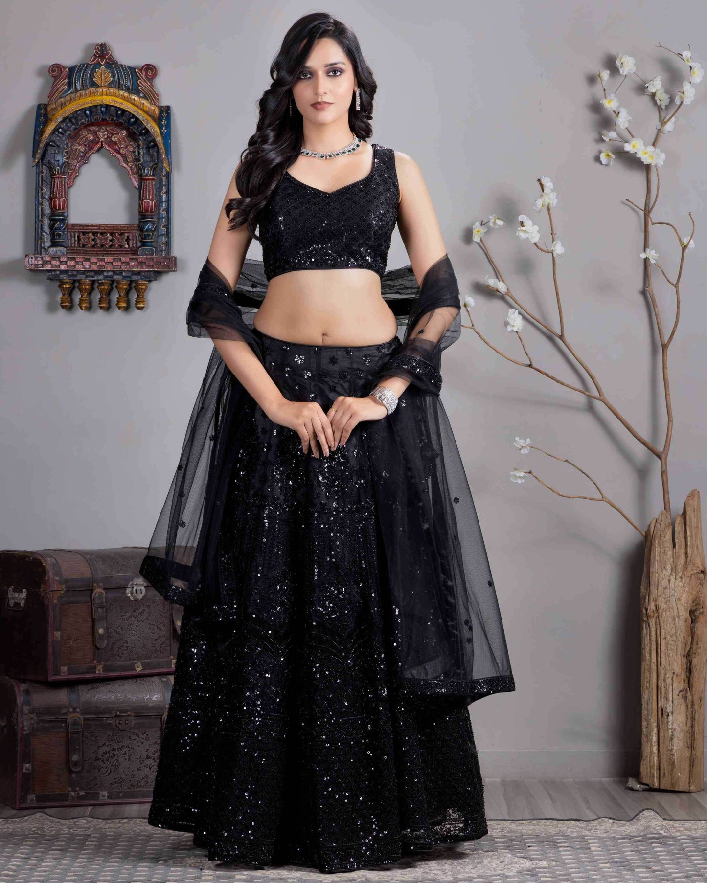 Elegant Satin Silk Sangeet Lehenga for Festive Occasions - MYLUXURY LANE ENTERPRISE