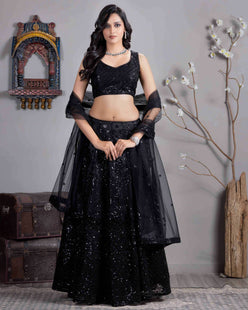 Elegant Satin Silk Sangeet Lehenga for Festive Occasions - MYLUXURY LANE ENTERPRISE