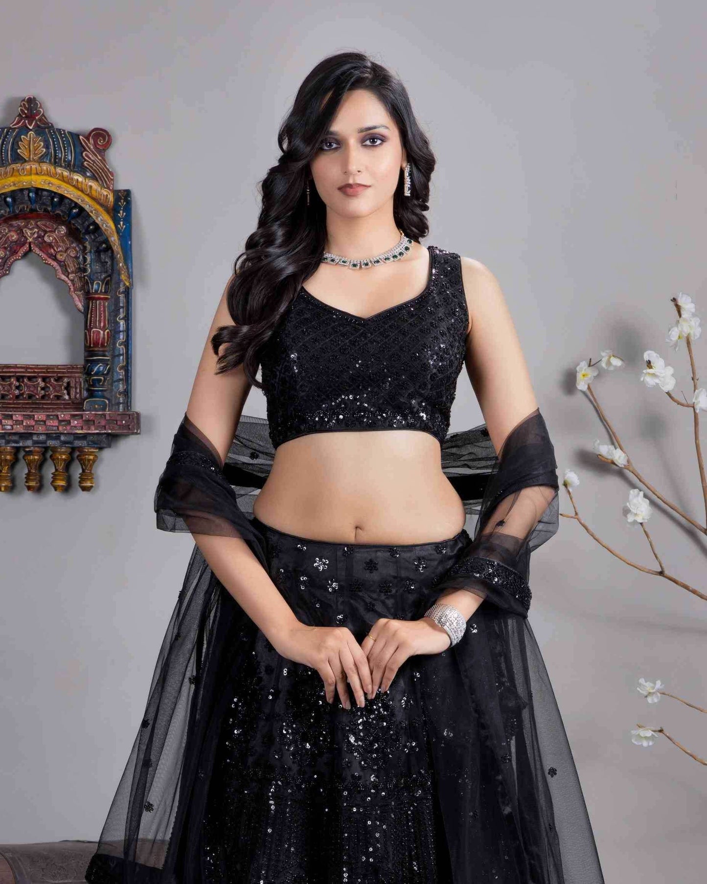 Elegant Satin Silk Sangeet Lehenga for Festive Occasions - MYLUXURY LANE ENTERPRISE