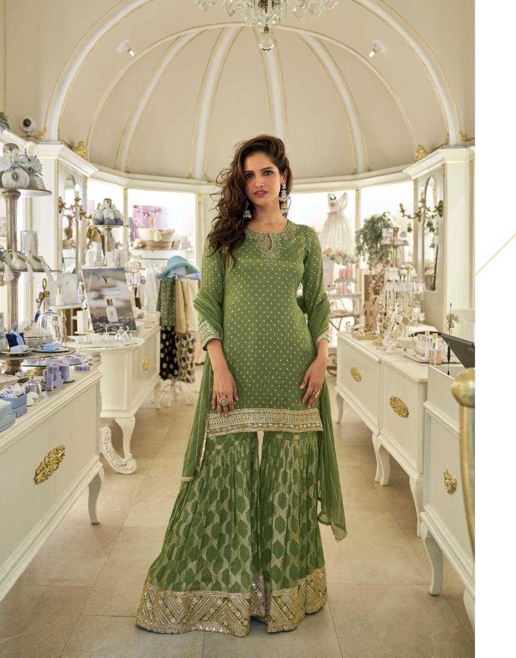 Shimmer silk  Palazzo Ladies Silk Embroidered Suits