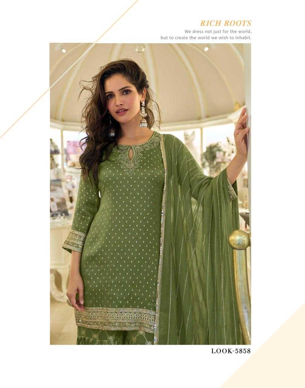 Shimmer silk  Palazzo Ladies Silk Embroidered Suits