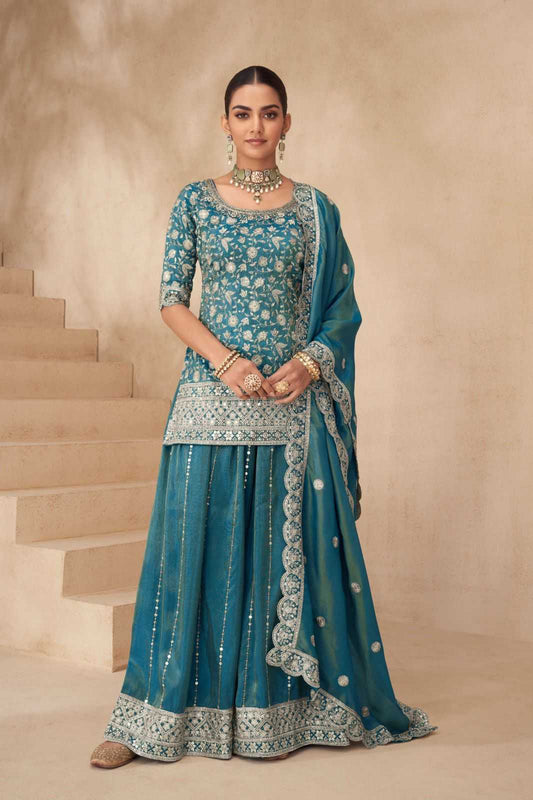 Shimmer silk Palazzo Ladies Suit Wedding Suits Manufacturer