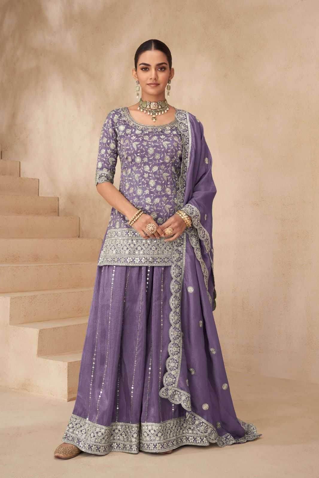 Shimmer silk Palazzo Ladies Suit Wedding Suits Manufacturer - MYLUXURY LANE ENTERPRISE