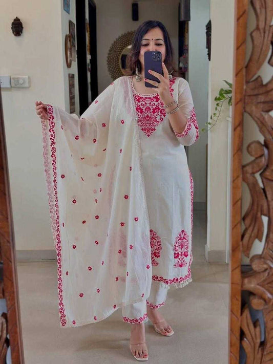 Silk Cotton Embroidery Ladies Suit