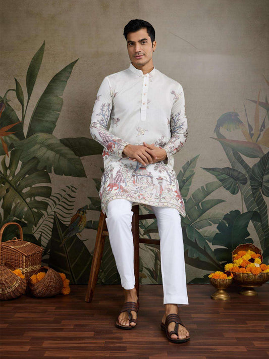 Silk Cotton Embroidered Kurta