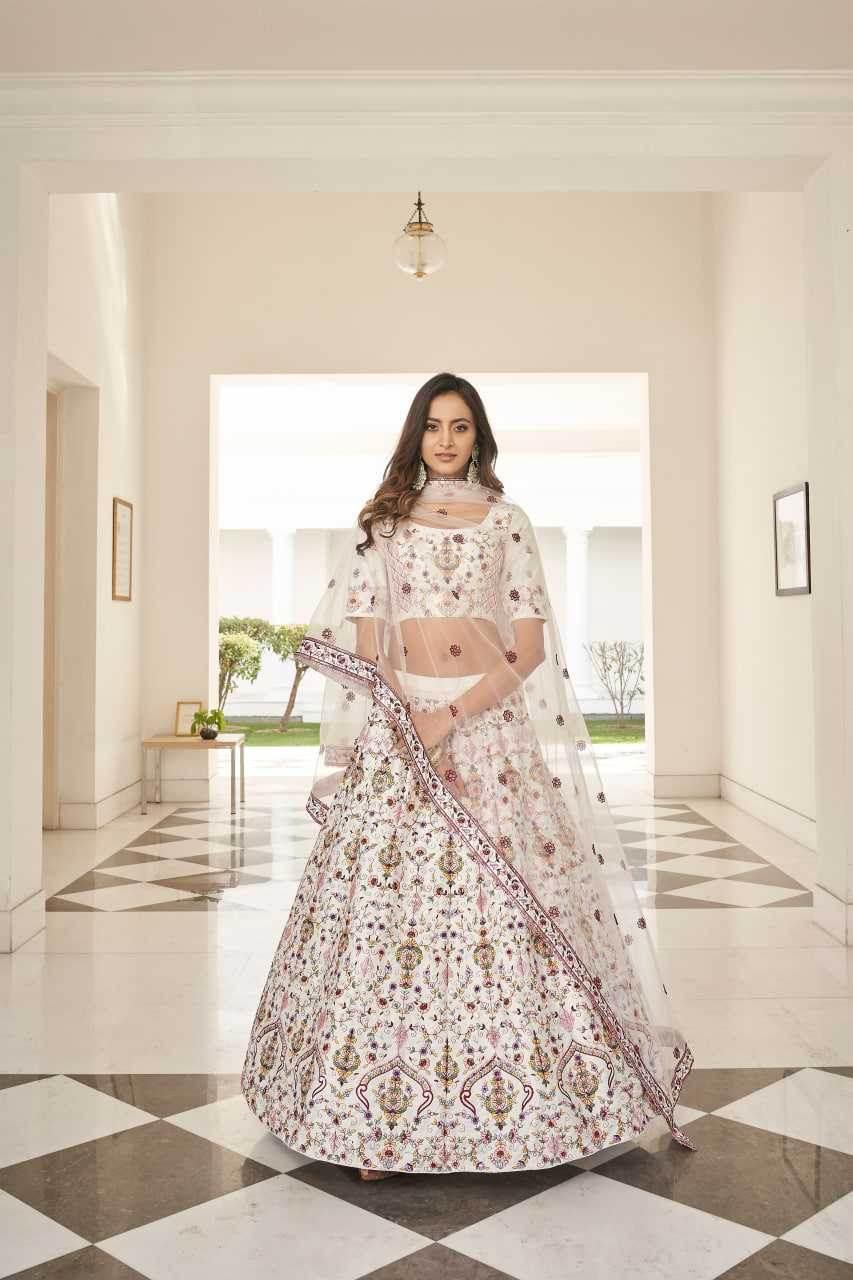 Silk White Embroidered Sequins Lehenga for Elegant Occasions - MYLUXURY LANE ENTERPRISE