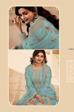Silk Embroidery Gown With Dupatta - MYLUXURY LANE ENTERPRISE