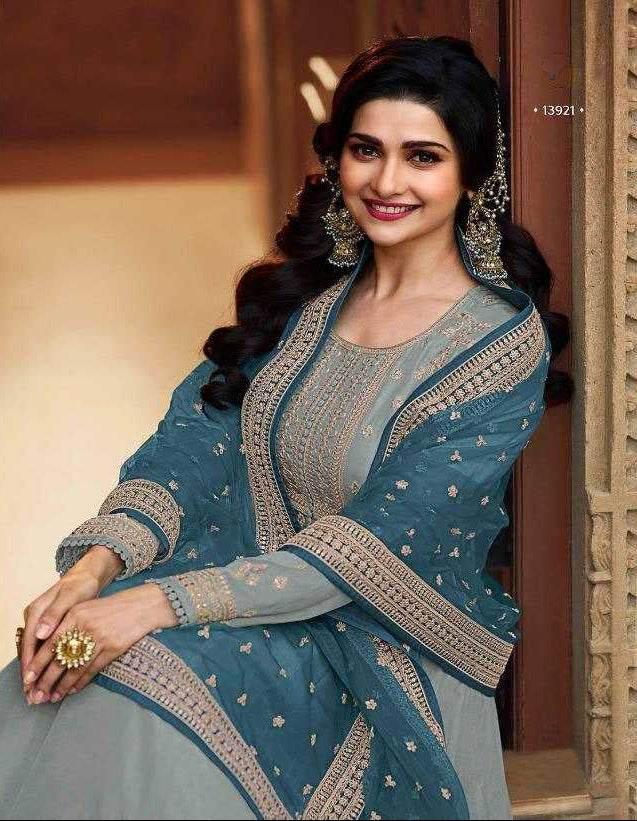 Silk Embroidery Gown With Dupatta - MYLUXURY LANE ENTERPRISE