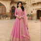 Silk Embroidery Gown With Dupatta - MYLUXURY LANE ENTERPRISE