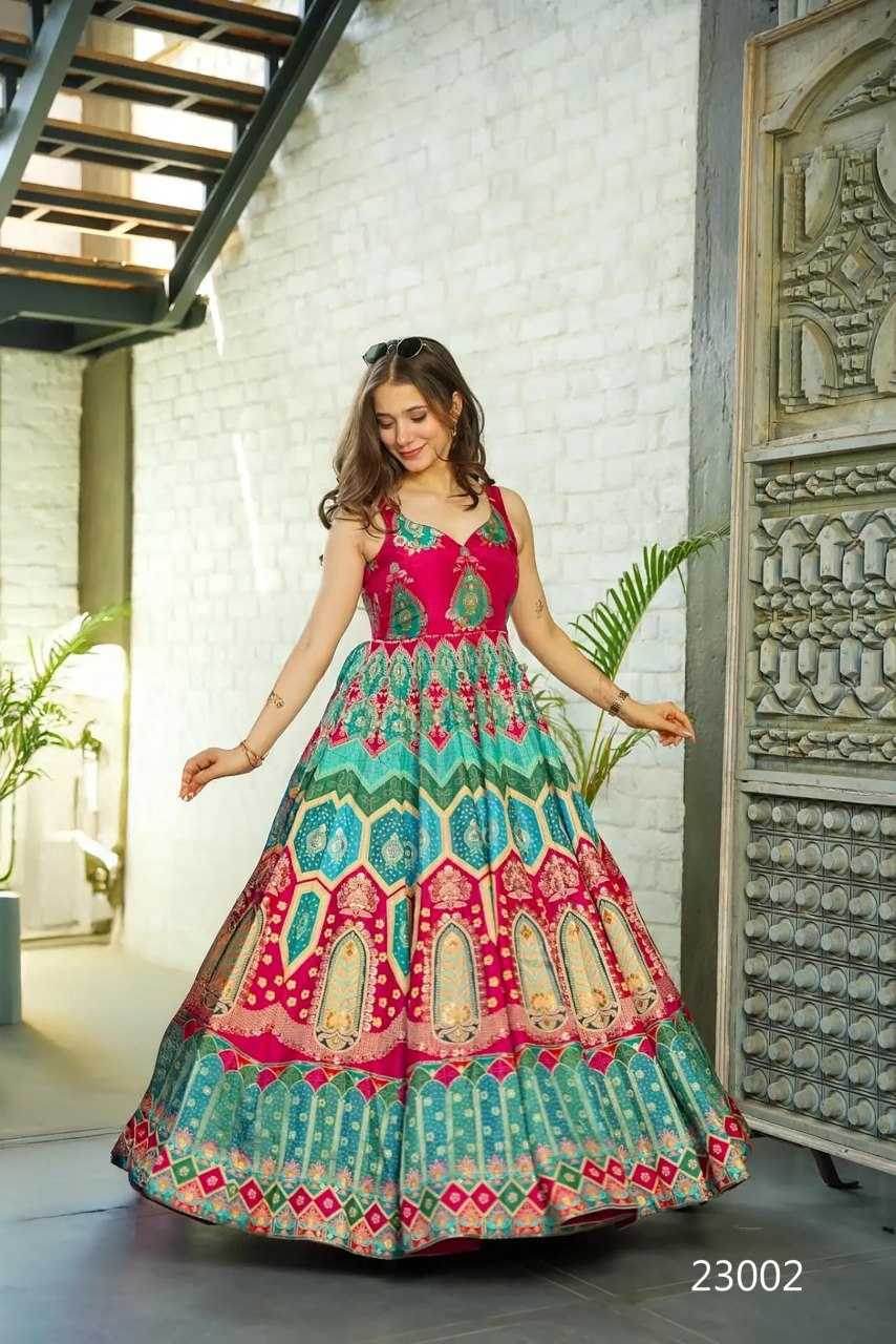 Silk Anarkali Long Gown - MYLUXURY LANE ENTERPRISE