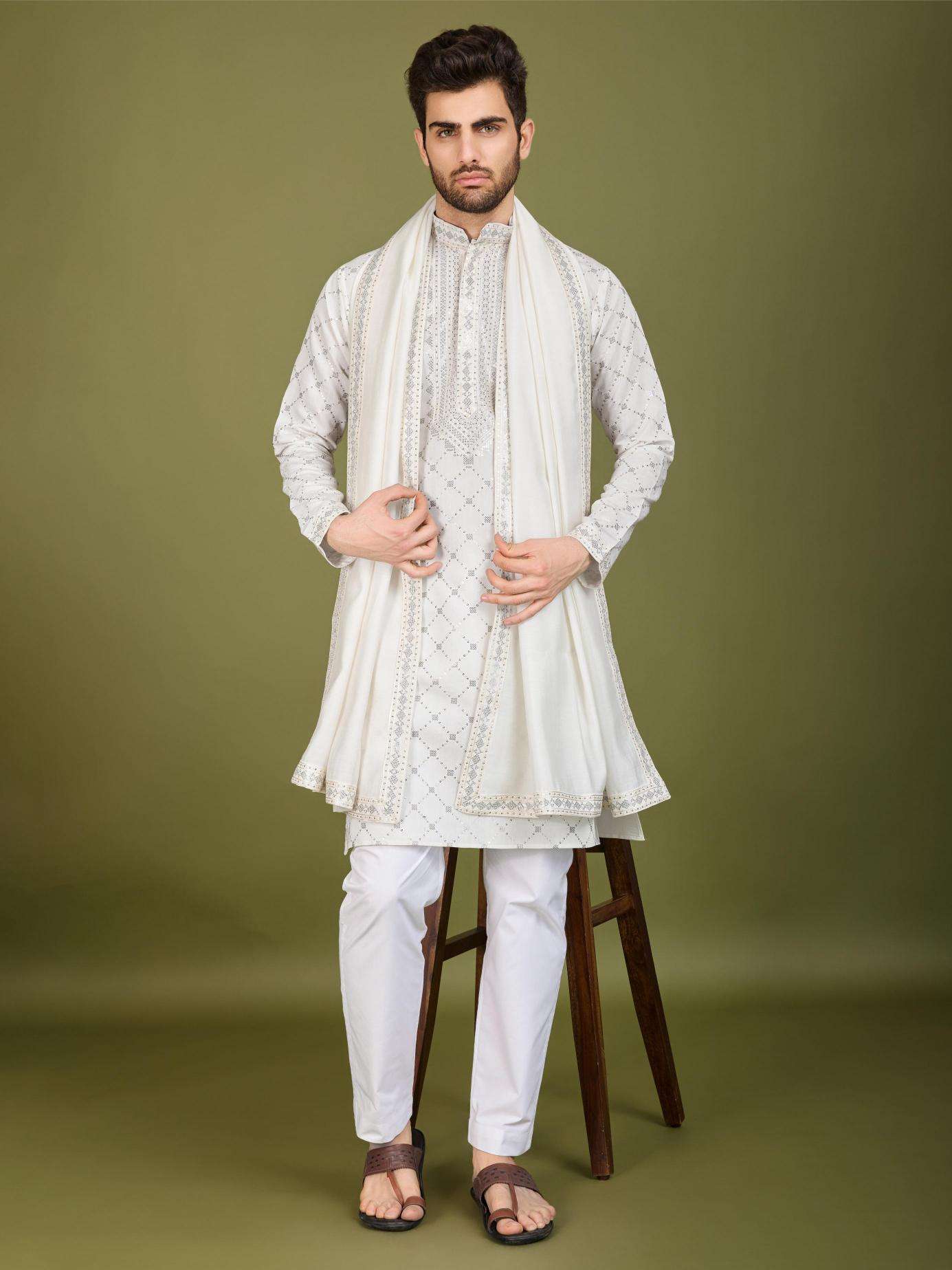 Silk   Embroidered Kurta Pajama