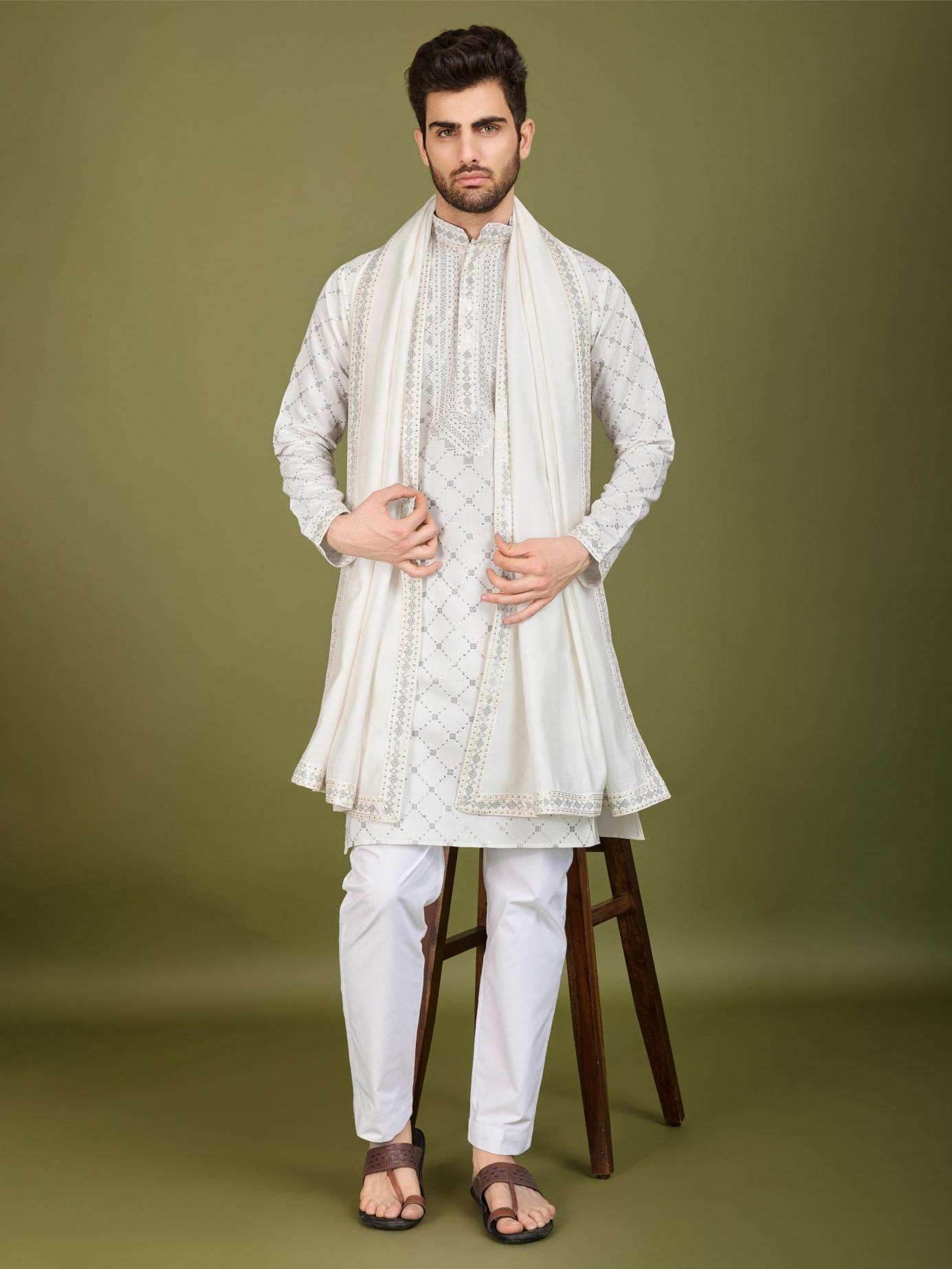 Silk Embroidered Kurta Pajama - MYLUXURY LANE ENTERPRISE