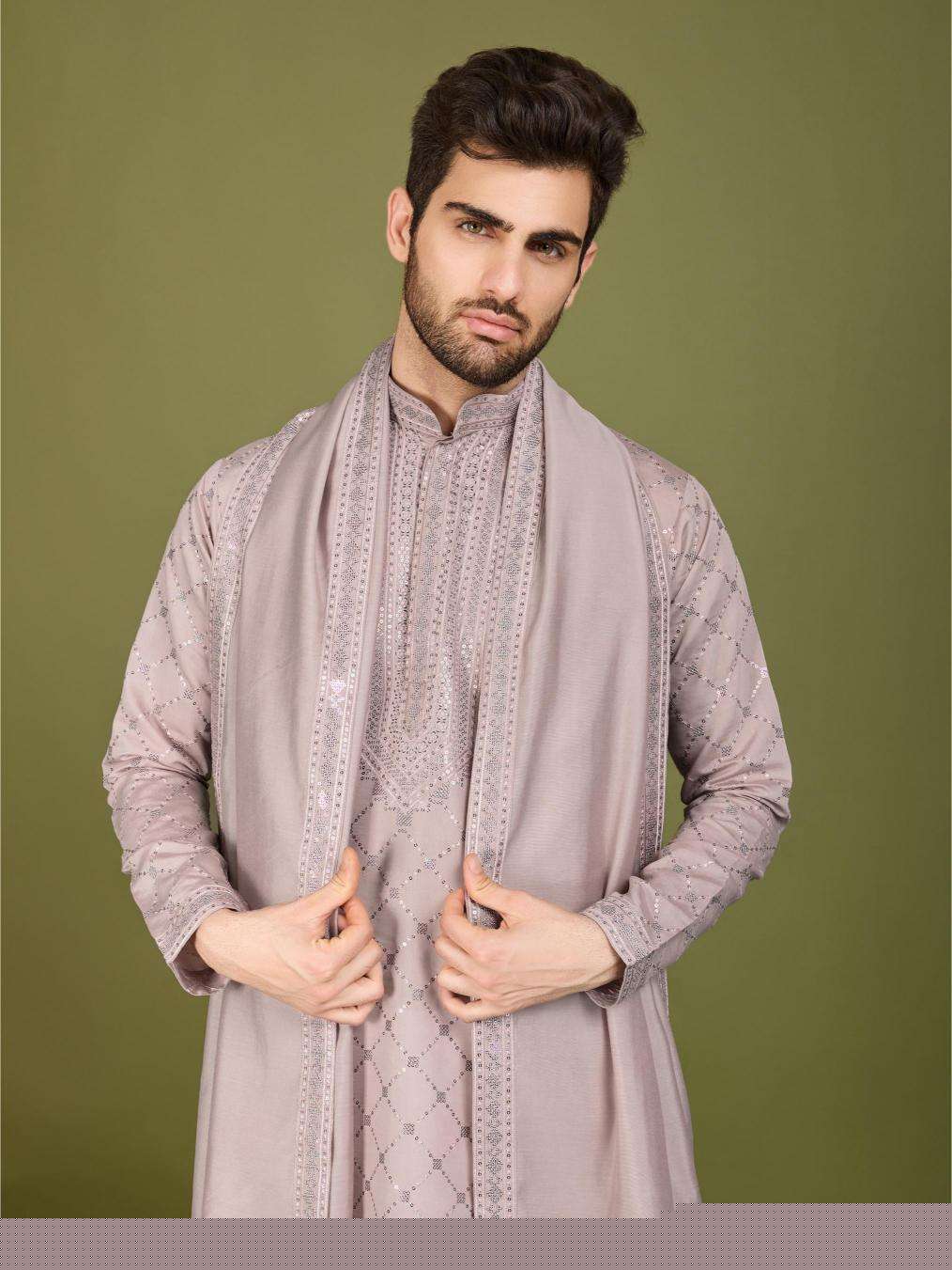 Silk   Embroidered Kurta Pajama