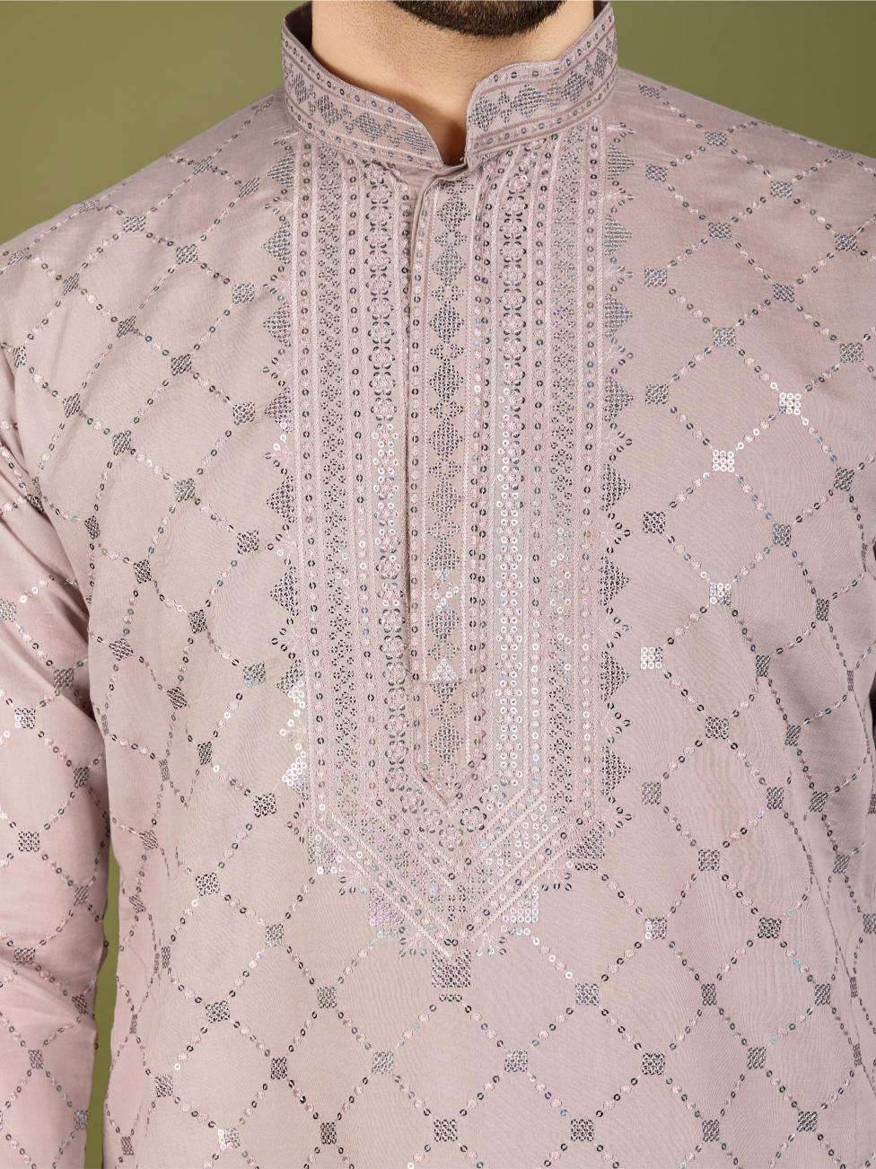 Silk Embroidered Kurta Pajama - MYLUXURY LANE ENTERPRISE