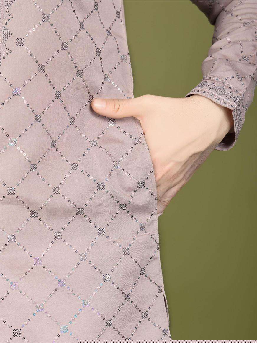 Silk   Embroidered Kurta Pajama
