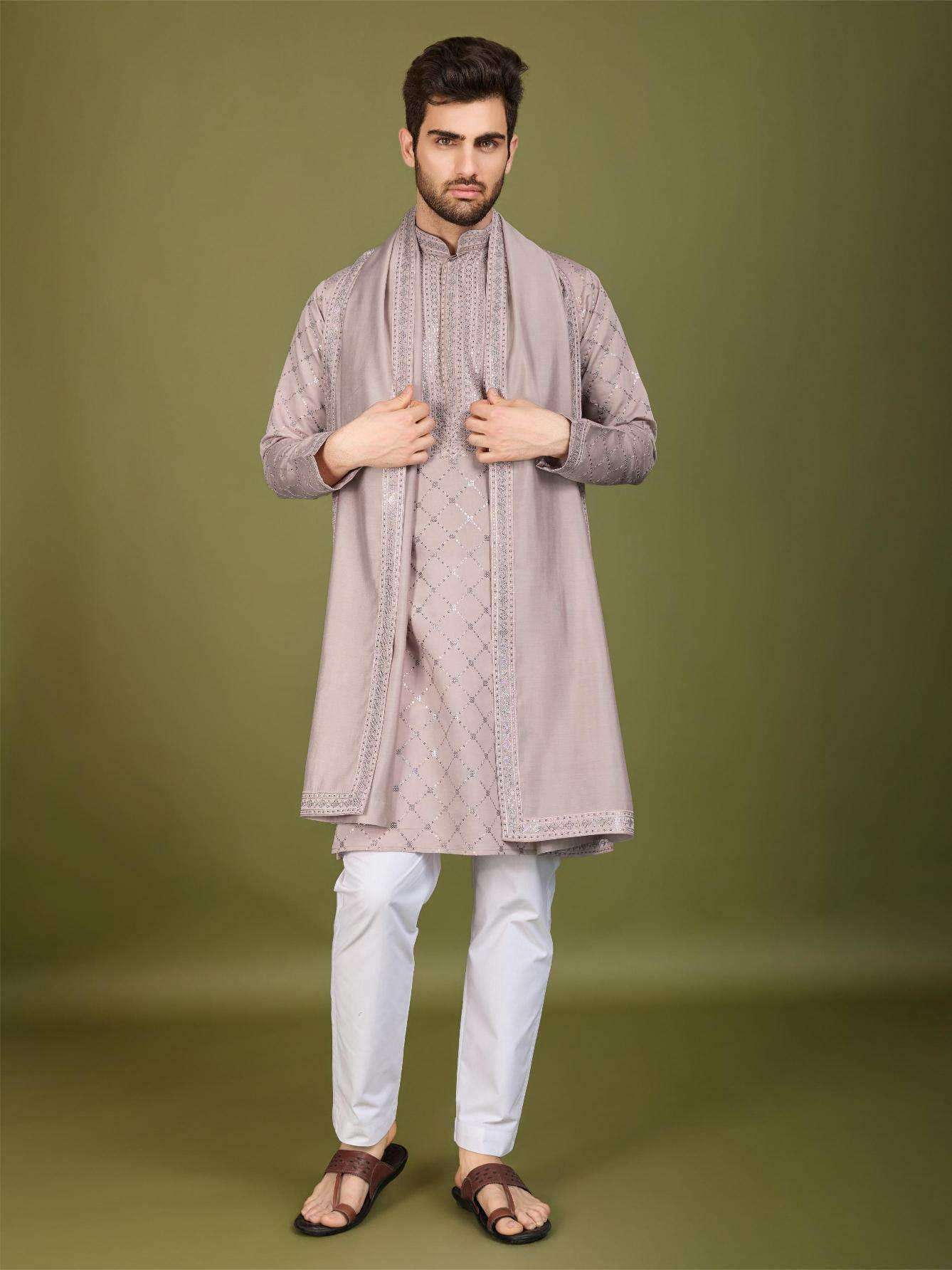 Silk   Embroidered Kurta Pajama