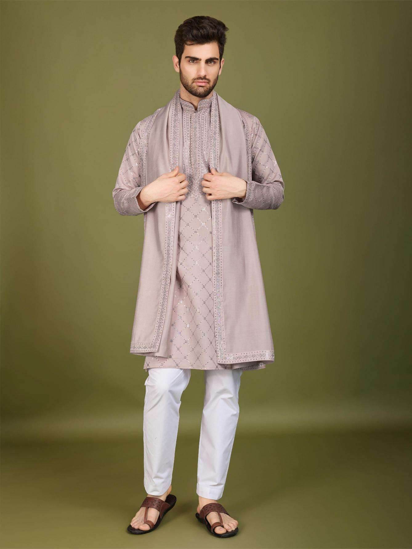 Silk Embroidered Kurta Pajama - MYLUXURY LANE ENTERPRISE