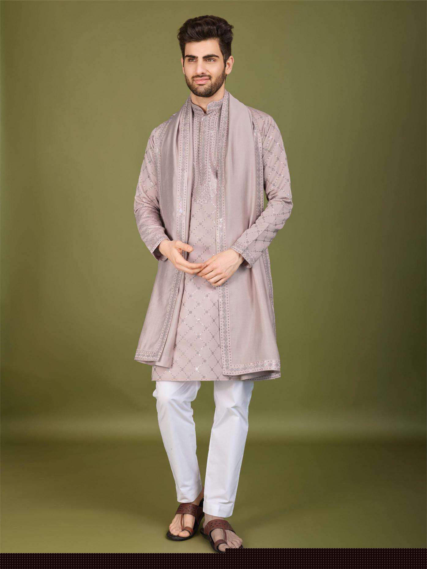 Silk Embroidered Kurta Pajama - MYLUXURY LANE ENTERPRISE