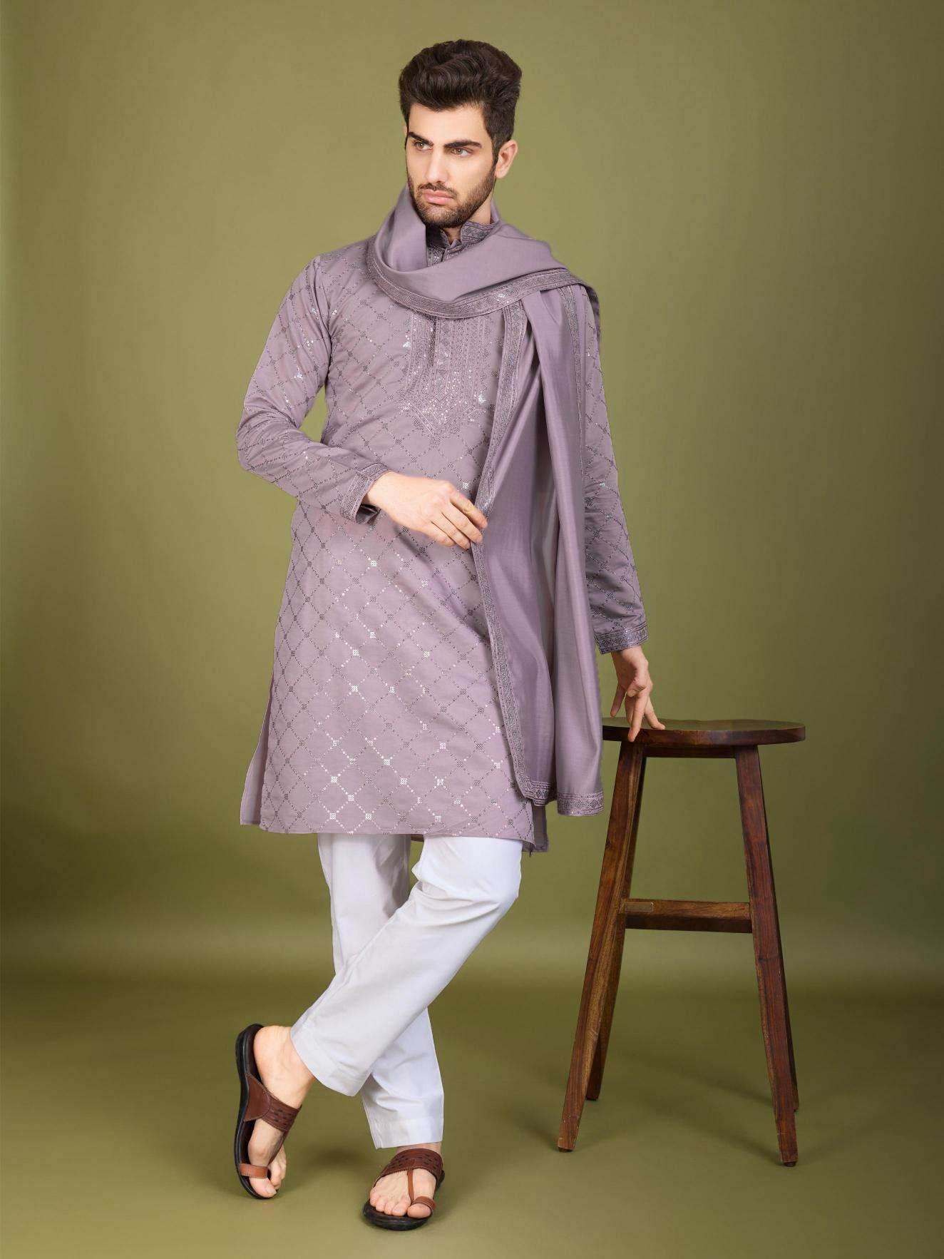 Silk Embroidered Kurta Pajama - MYLUXURY LANE ENTERPRISE