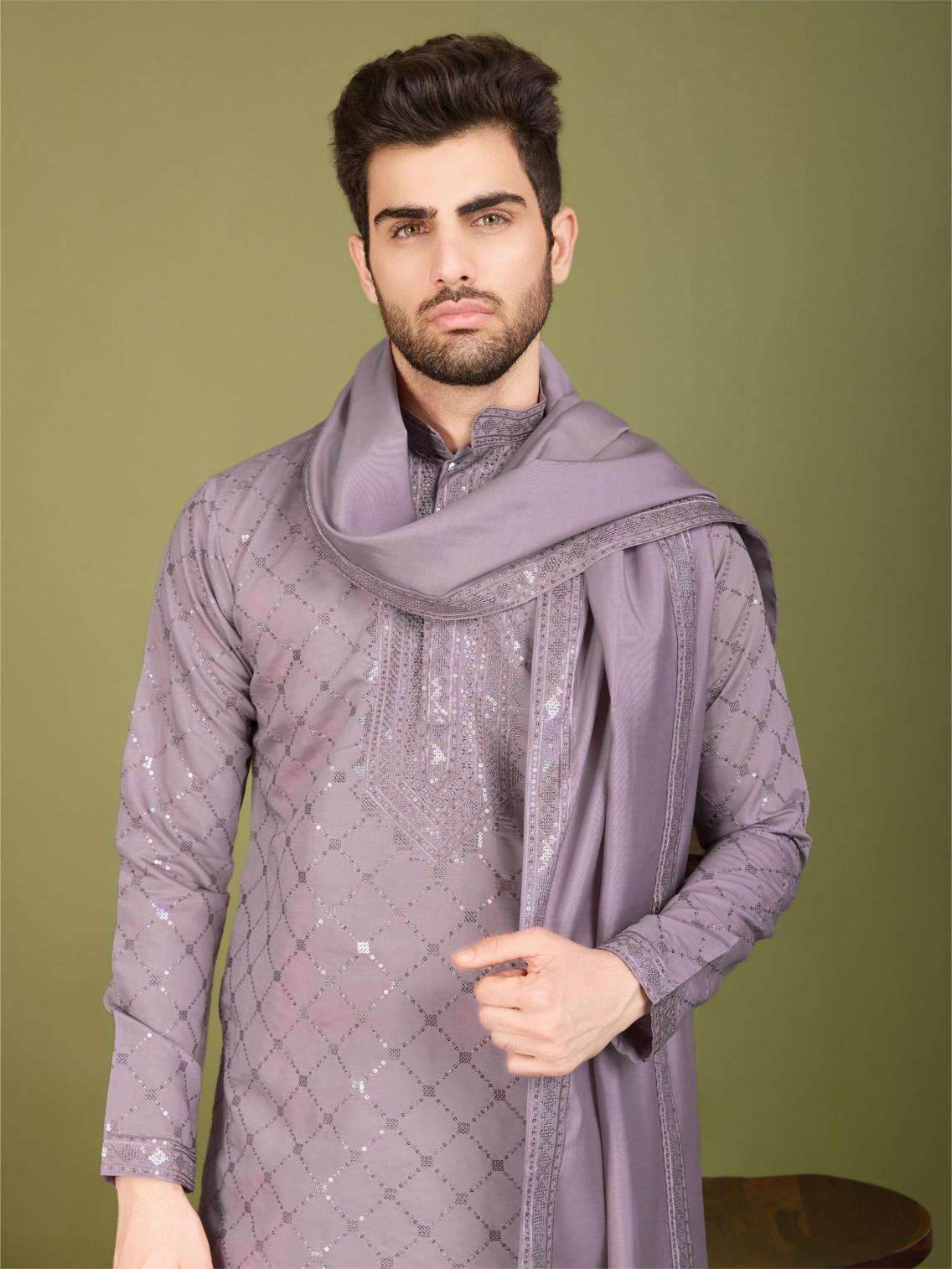 Silk Embroidered Kurta Pajama - MYLUXURY LANE ENTERPRISE