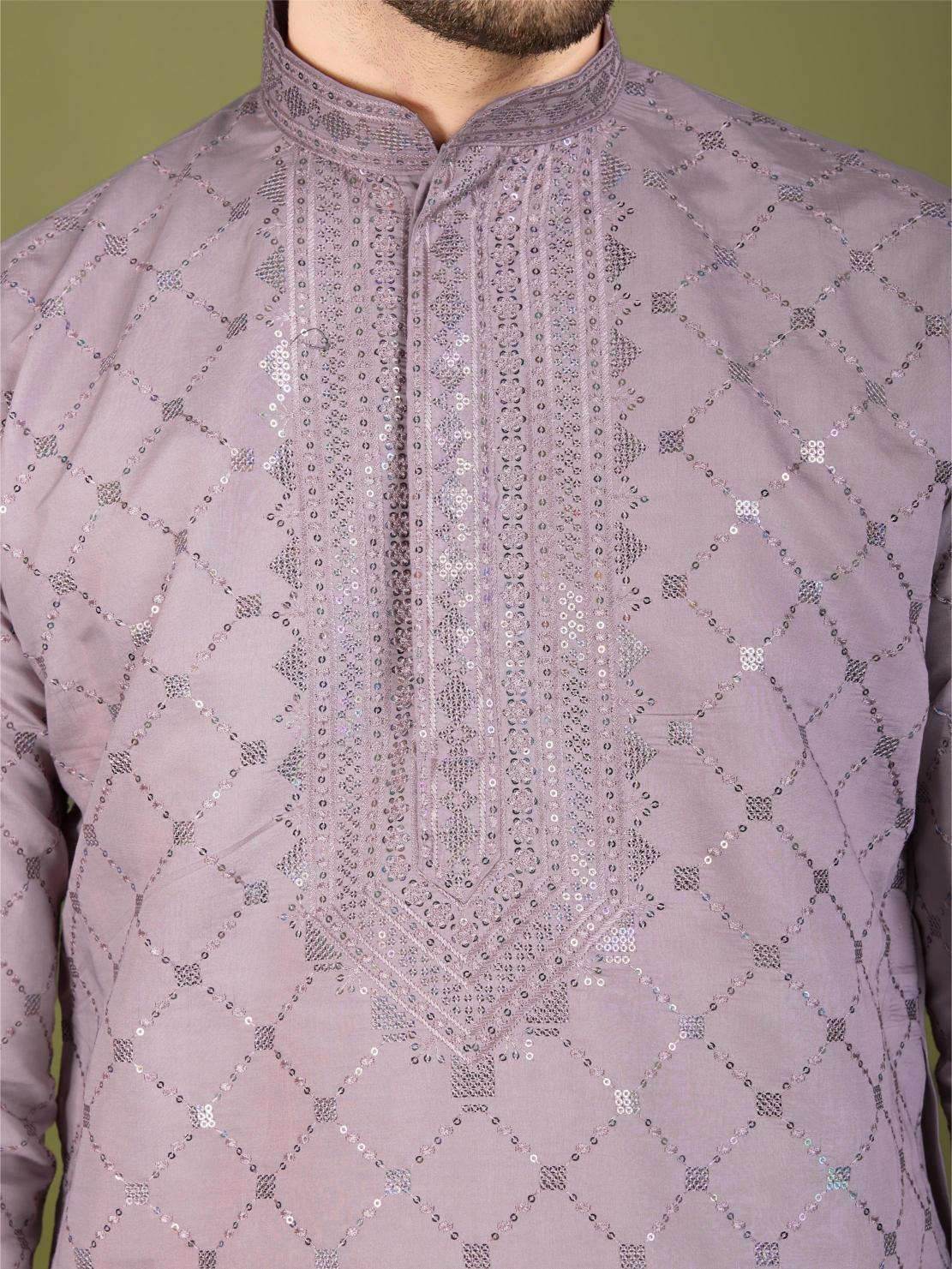 Silk Embroidered Kurta Pajama - MYLUXURY LANE ENTERPRISE