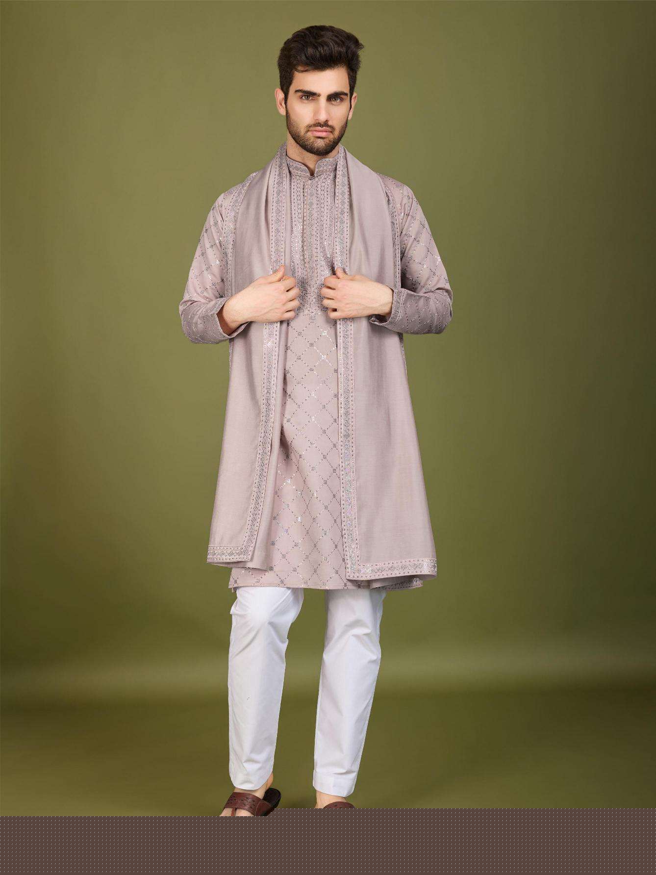 Silk Embroidered Kurta Pajama - MYLUXURY LANE ENTERPRISE