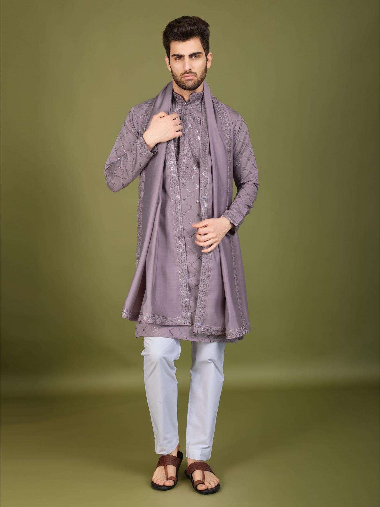 Silk   Embroidered Kurta Pajama