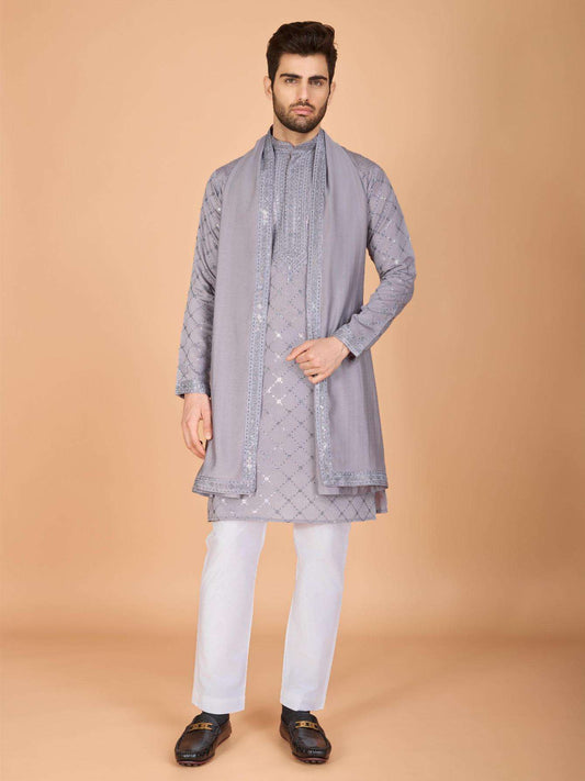 Silk   Embroidered Kurta Pajama