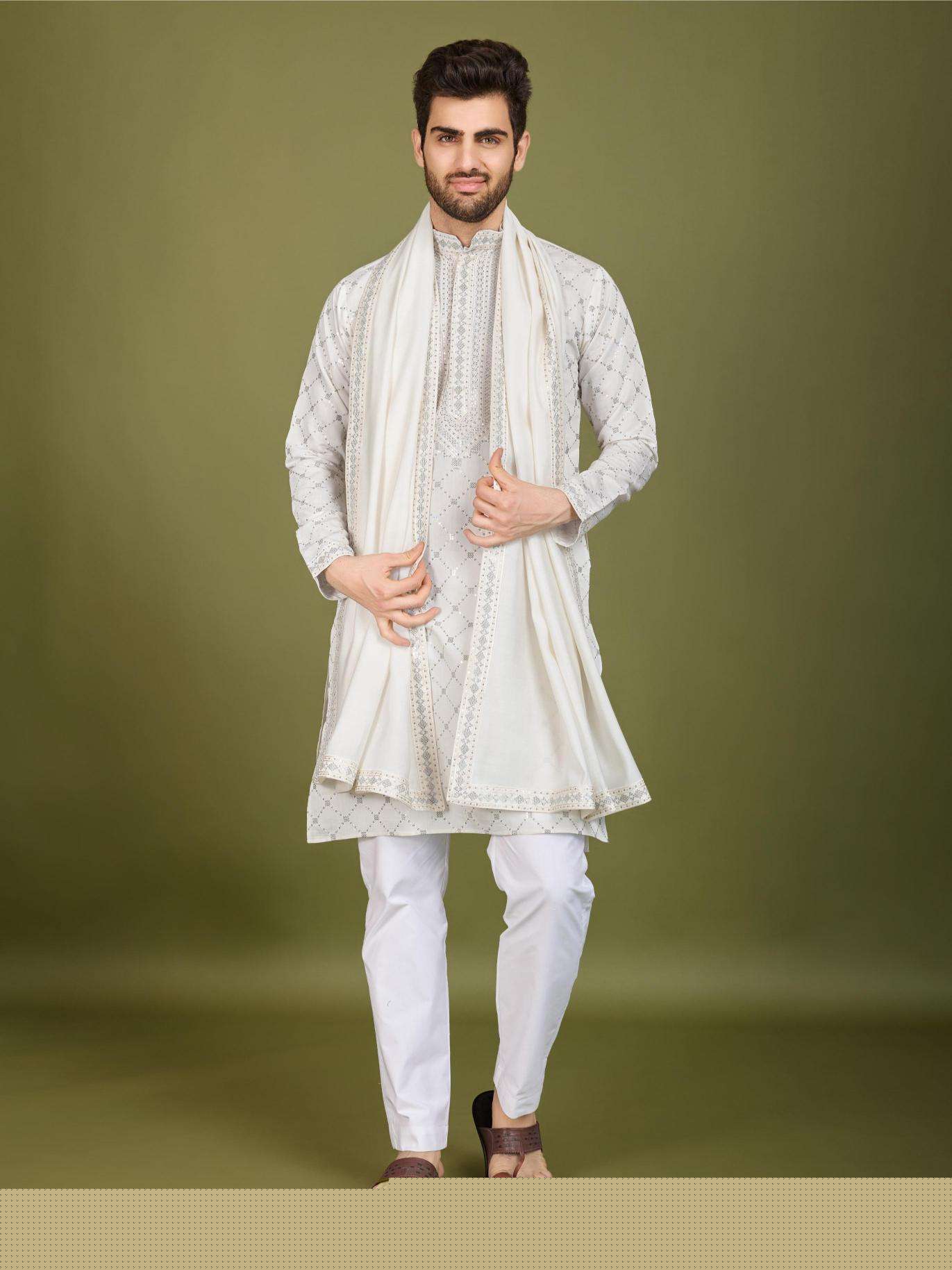 Silk   Embroidered Kurta Pajama