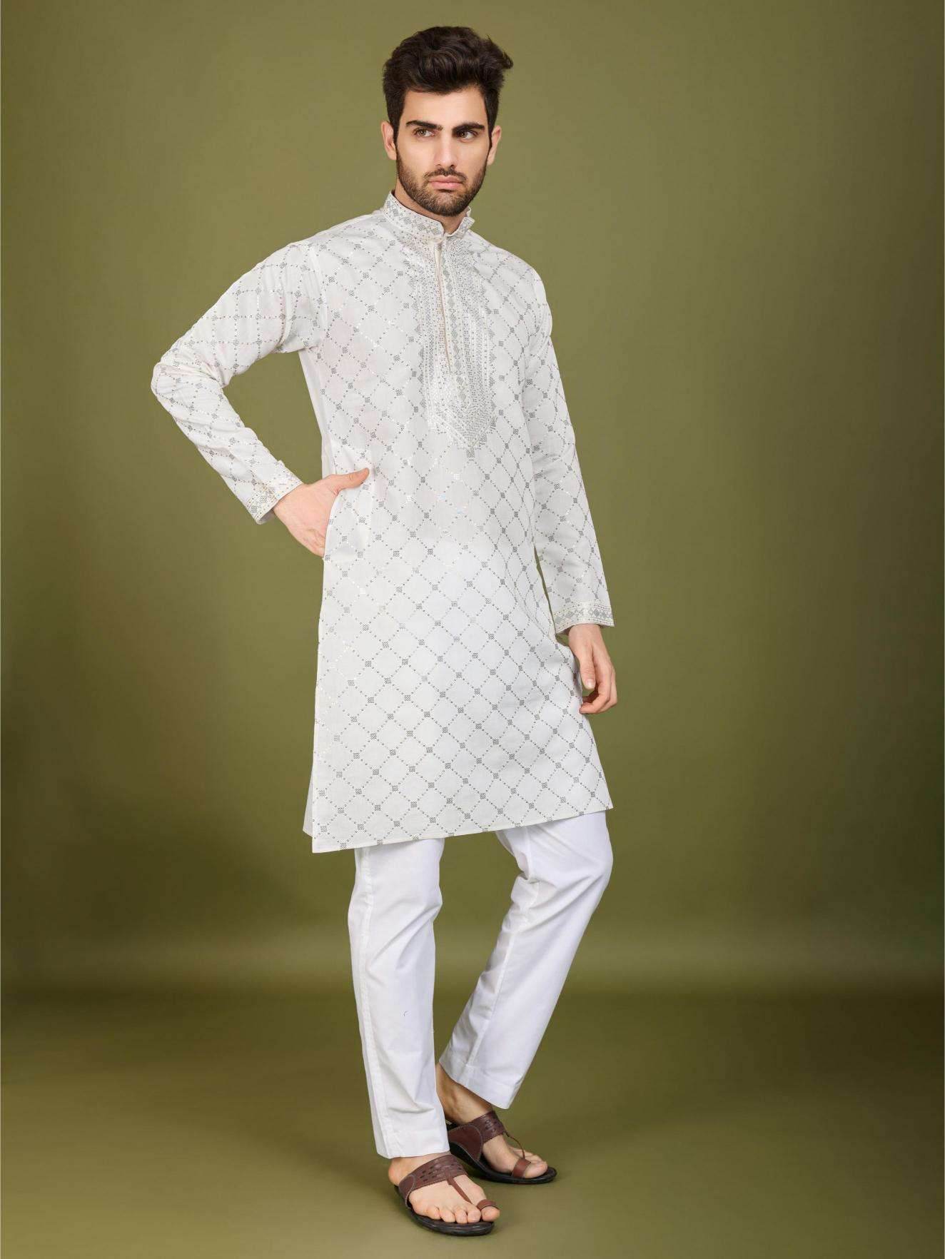 Silk Embroidered Kurta Pajama - MYLUXURY LANE ENTERPRISE