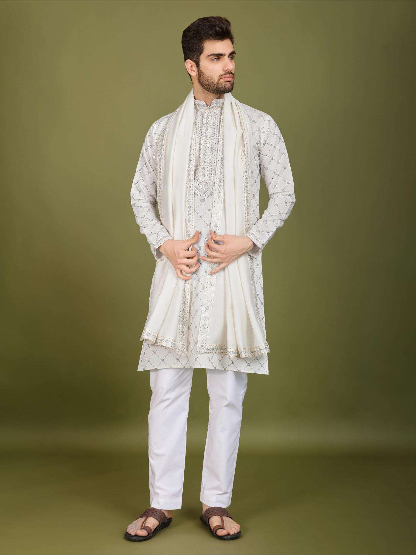 Silk   Embroidered Kurta Pajama
