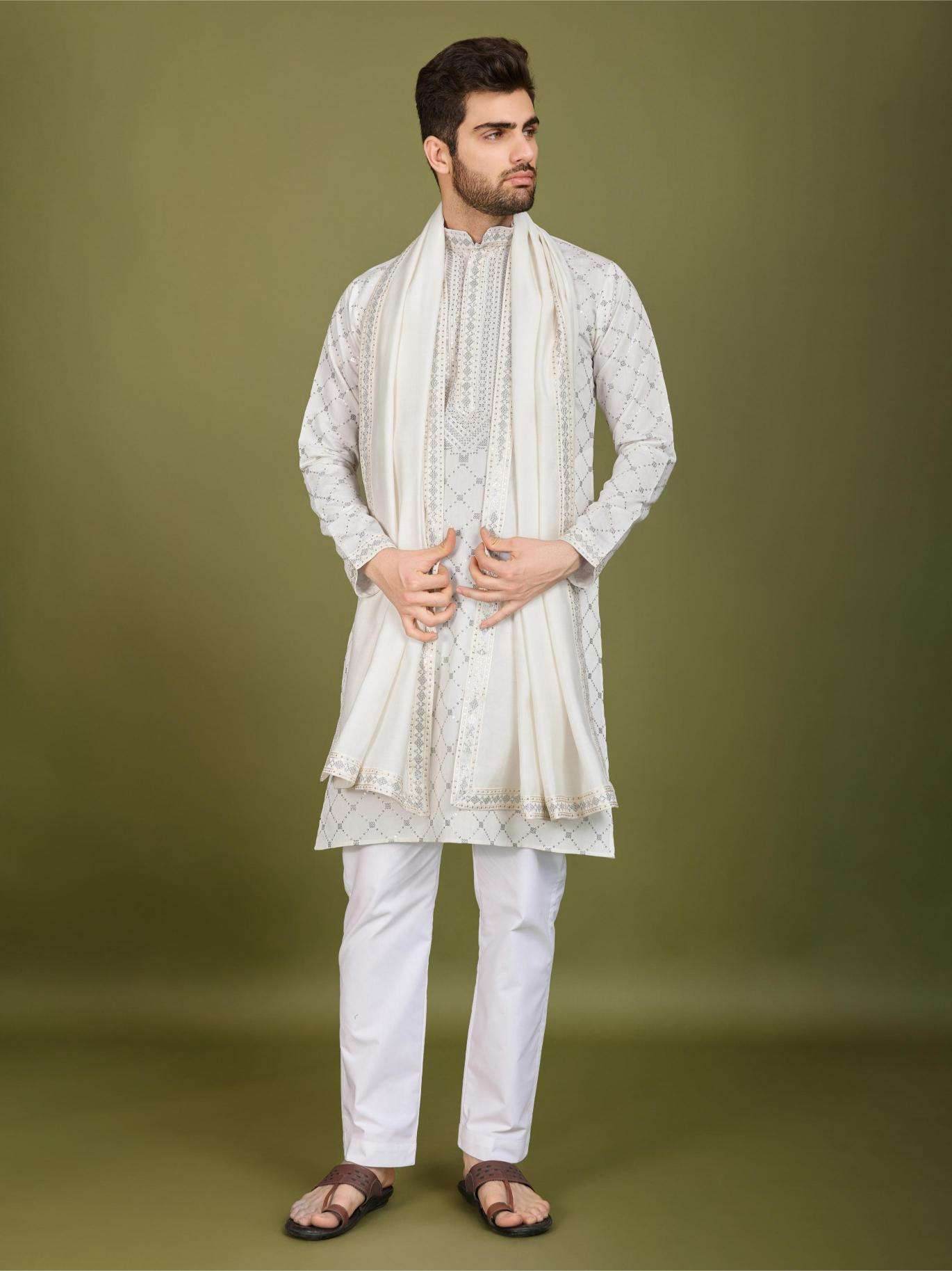 Silk Embroidered Kurta Pajama - MYLUXURY LANE ENTERPRISE
