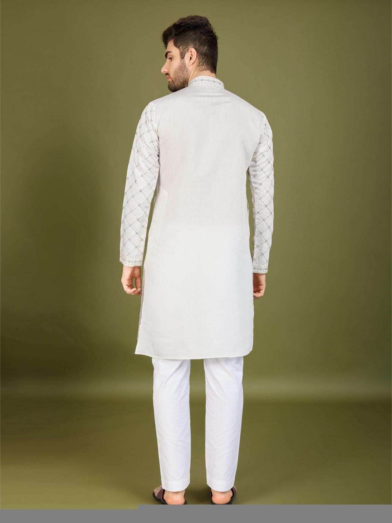 Silk Embroidered Kurta Pajama - MYLUXURY LANE ENTERPRISE