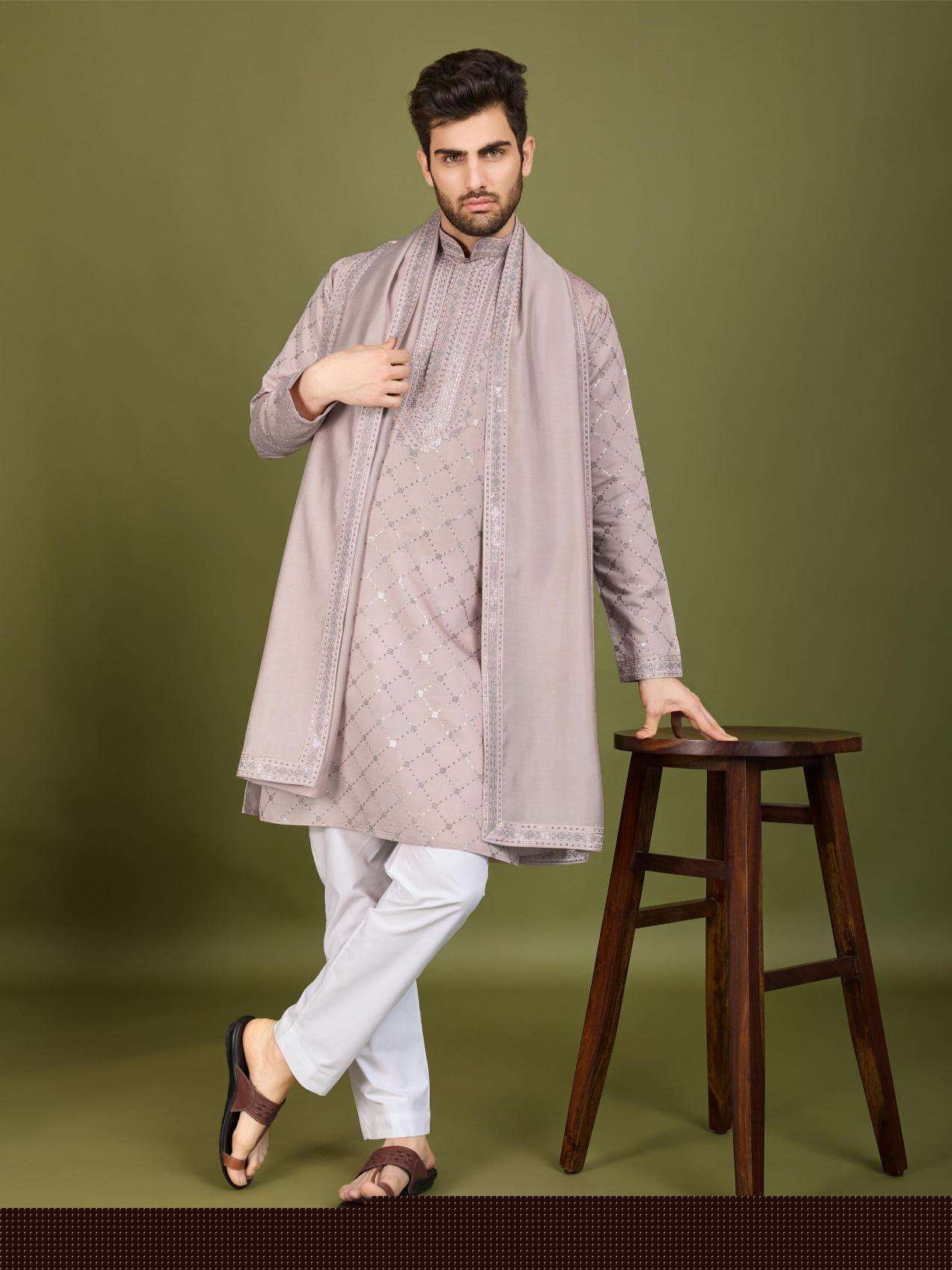 Silk Embroidered Kurta Pajama - MYLUXURY LANE ENTERPRISE