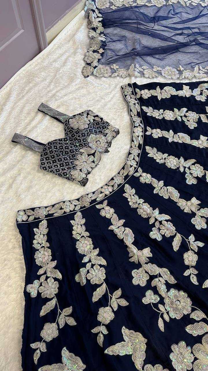 Silk Zari Work Sequins Lehenga for Festive Occasions