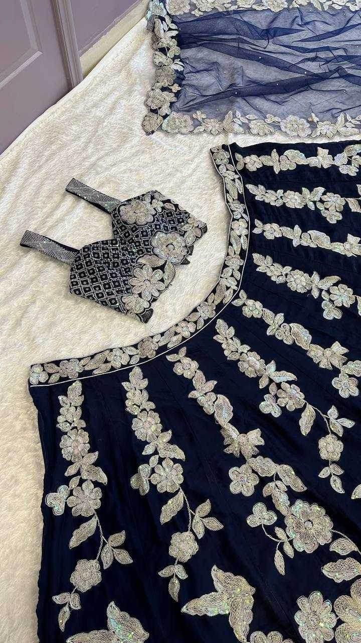 Silk Zari Work Sequins Lehenga for Festive Occasions - MYLUXURY LANE ENTERPRISE