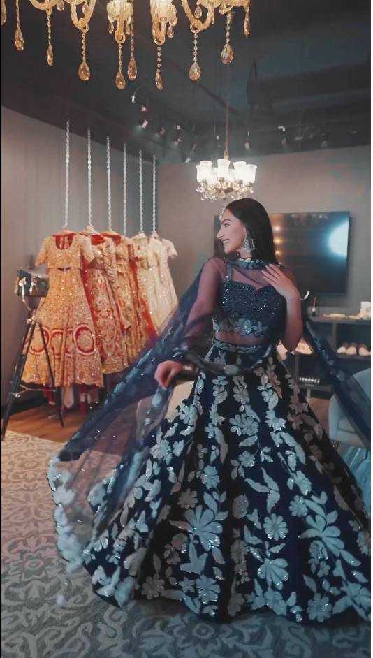 Silk Zari Work Sequins Lehenga for Festive Occasions